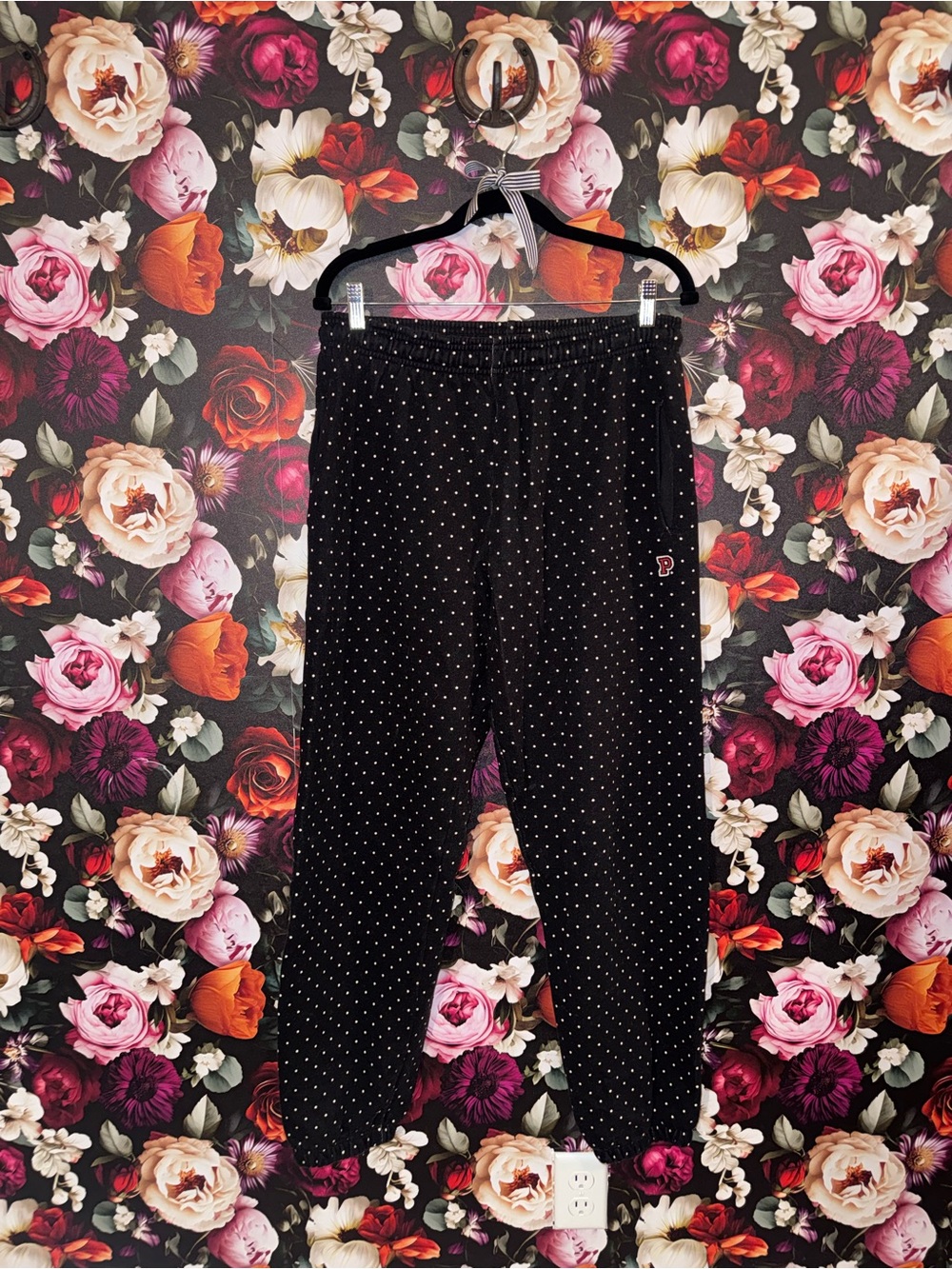 Y2K 90’s Vintage PINK Victoria's Secret Black Polka Dot Sweat Pants - Picture 2 of 7